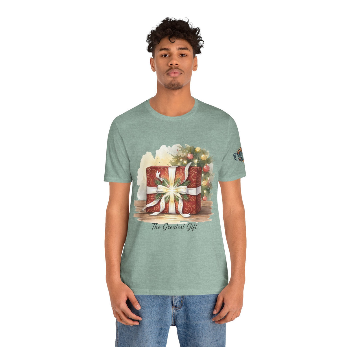 The Greatest Gift T-shirt – Cross Bow Present Christian T-shirt for Christmas Salvation & Eternal Faith Printify