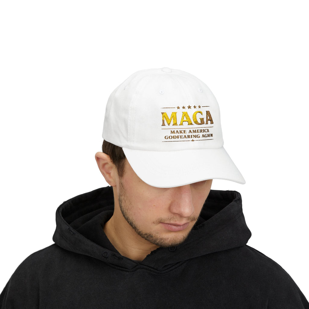 Dad Cap — "MAGA: Make America Godfearing Again" Embroidered Hat Printify