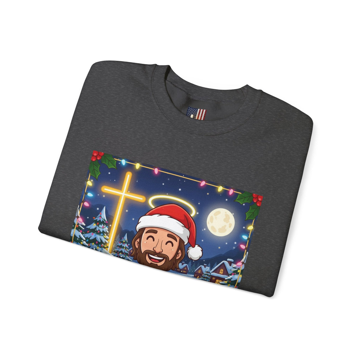 🎄 Make Christmas Great Again – Funny Christian Sweatshirt | Jesus Holding Banner | Faith-Based Holiday Parody Tee | Uplifted Gear Printify