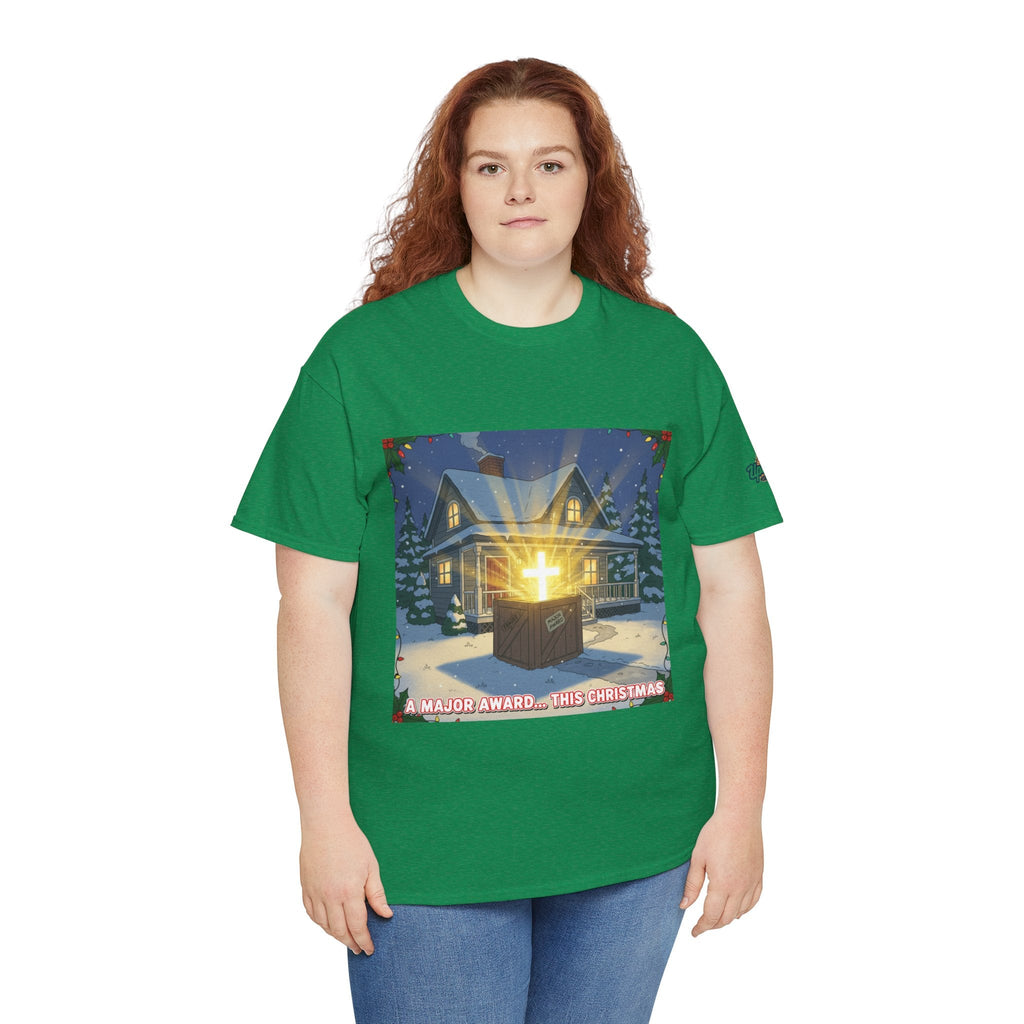 A Major Award This Christmas T-shirt – Fragile Leg Lamp Parody Cross Unboxing Christian T-shirt for Hilarious Faith & Holiday Glow Printify
