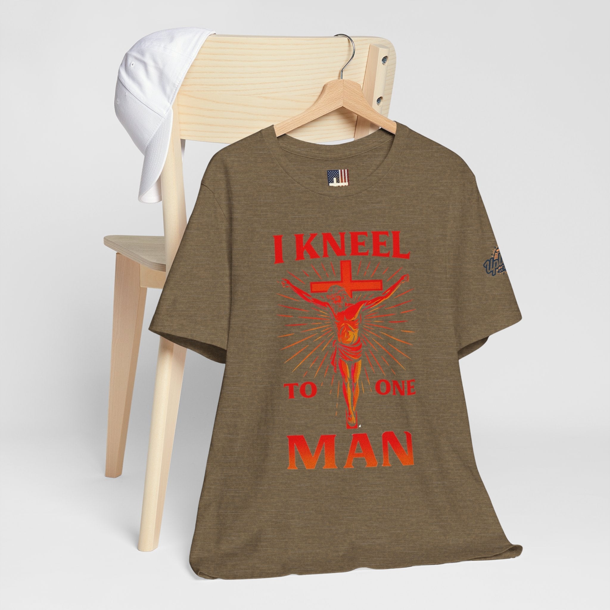I Kneel to One Man T-shirt – Crucifixion Christian T-shirt for Unashamed Devotion & Bold Faith Printify