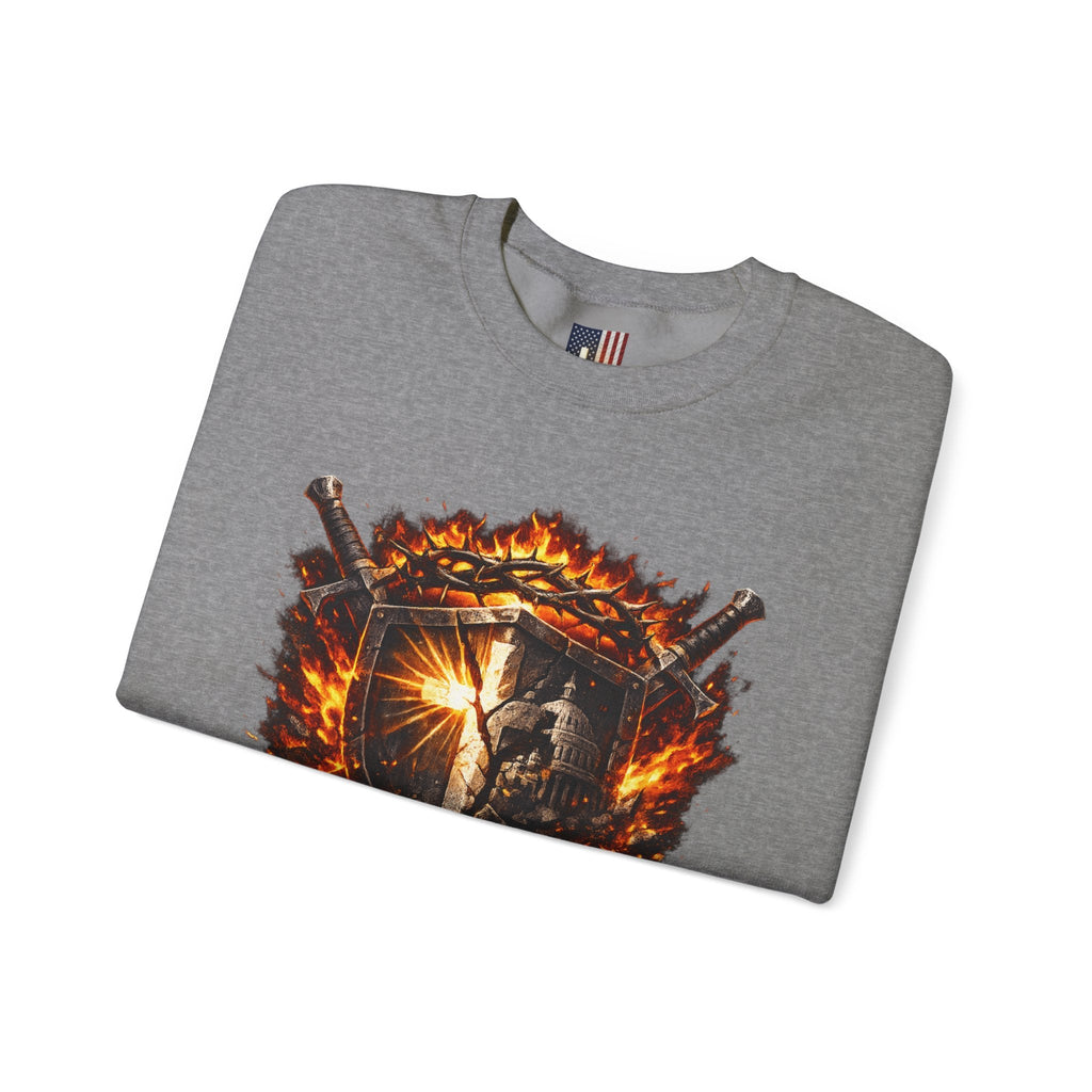 Trust God Not Government Shield Sweatshirt — Patriotic Christian Faith Sweatshirt Printify