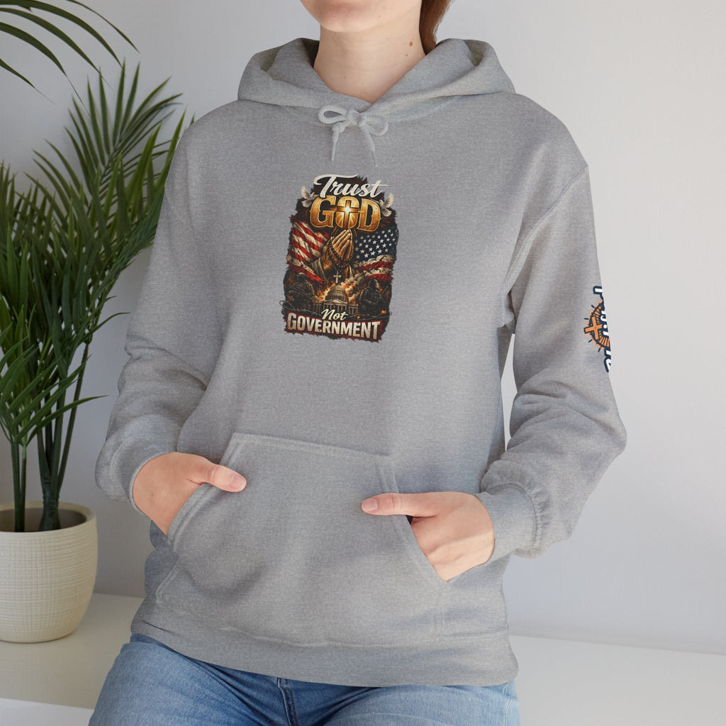 Trust God Not Government Hoodie — Vintage Patriotic Christian Hoodie Printify