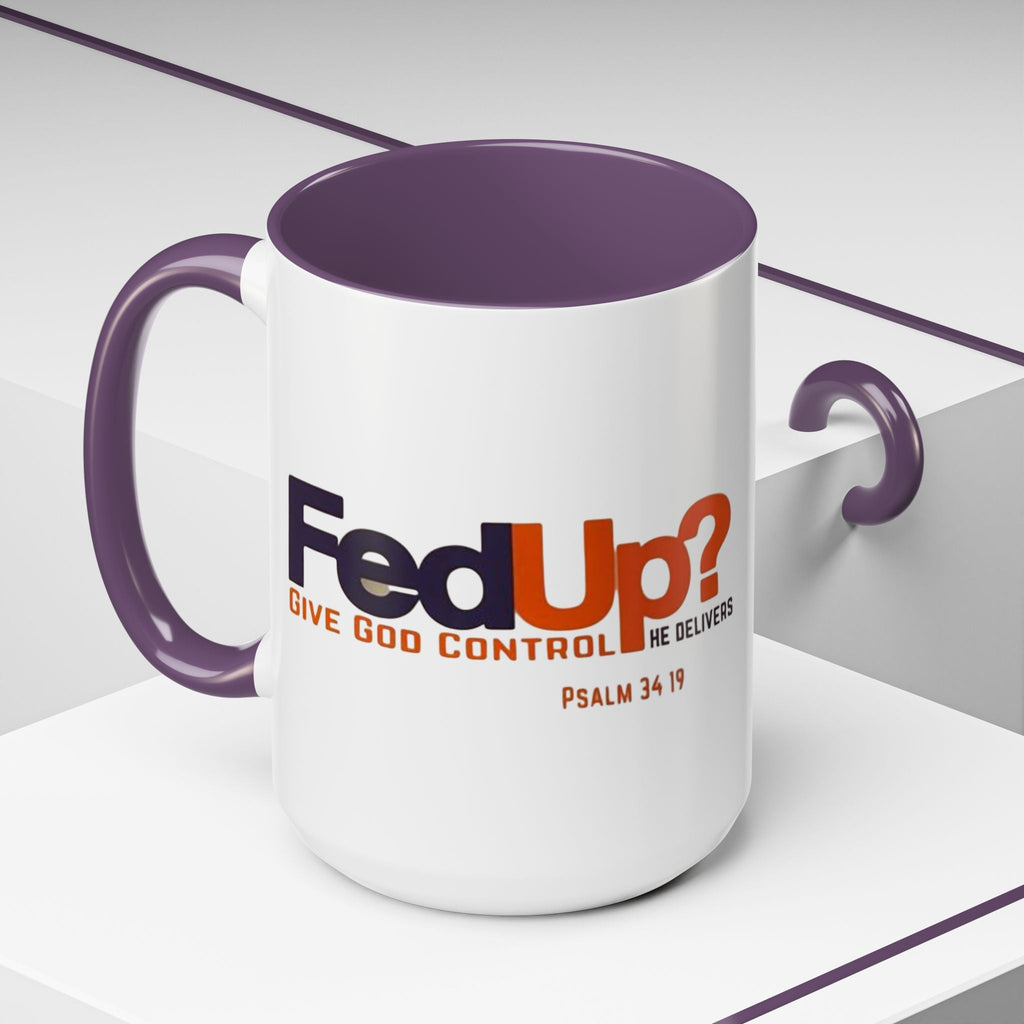 Funny Christian Coffee Mug — “Give God Control, HE Delivers” Accent Mug (11/15oz) Printify