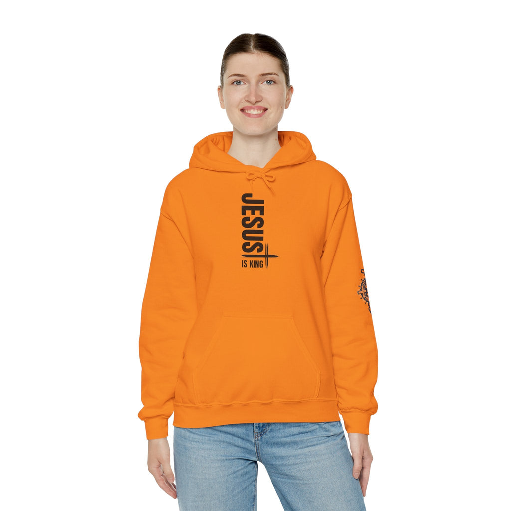 Jesus Is King Hoodie | Modern Typographic Cross Christian Hoodie Printify