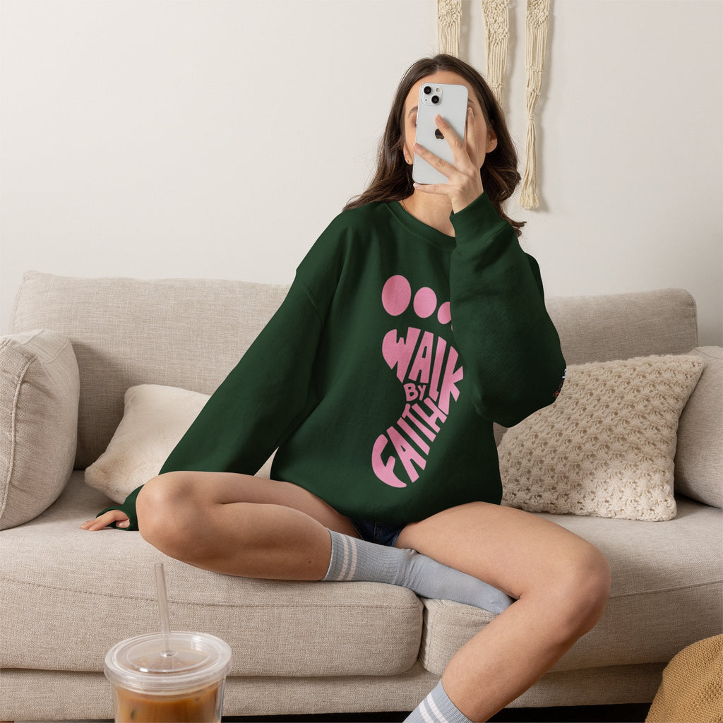 Walk By Faith Footprint Sweatshirt Printify