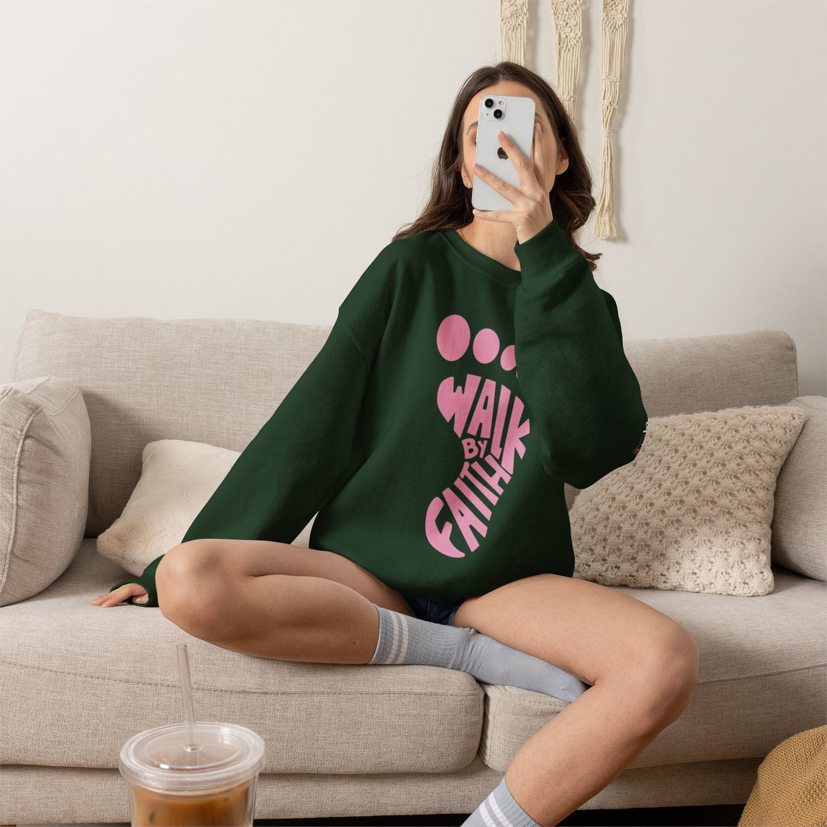 Walk By Faith Footprint Sweatshirt Printify