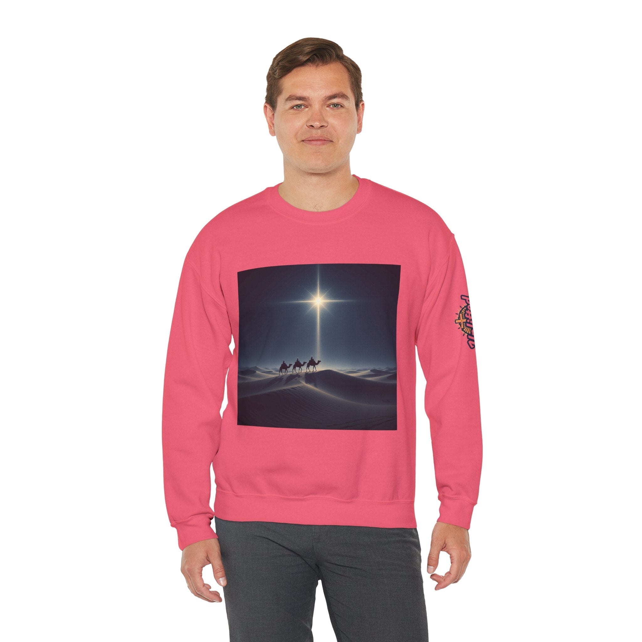 3 Wise Men Sweatshirt – Magi Camels Nativity Journey Christian Christmas Sweatshirt for Epiphany Faith & Holy Night Printify