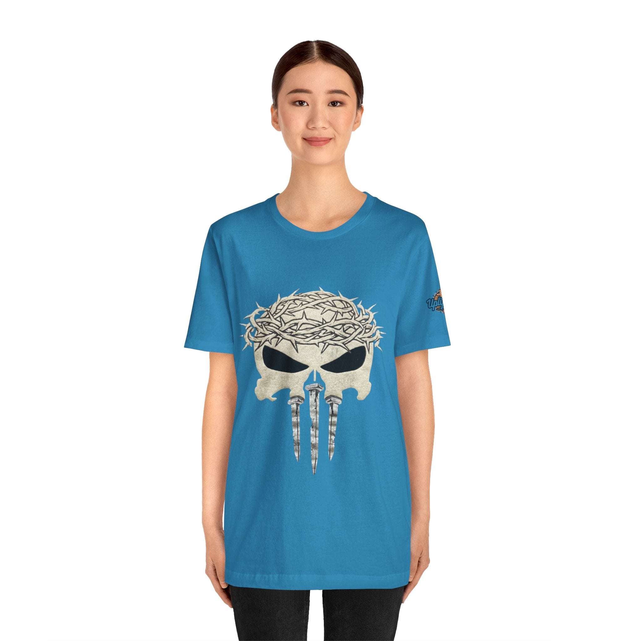 Christian Skull T-shirt - Crown of Thorns & Nails - Warrior Faith T-shirt Printify