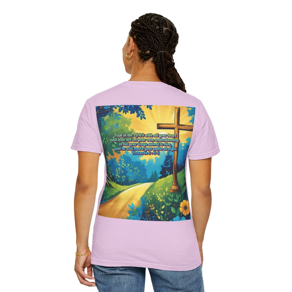Trust in The Lord Proverbs 3:5-6 Biblical Design Unisex Garment-Dyed T-shirt Printify