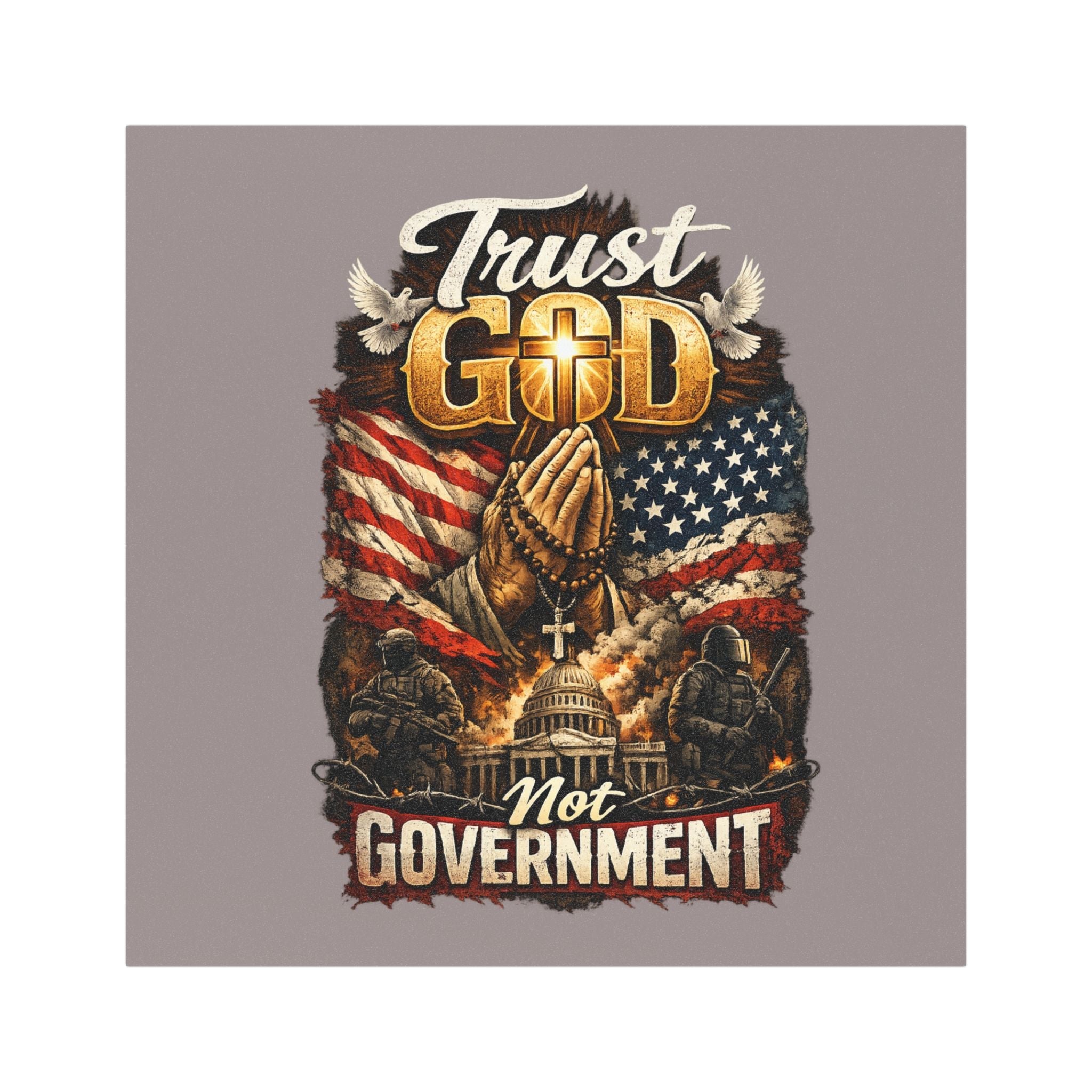 Car Magnet - "Trust God Not Government" American Flag Prayer Design Printify