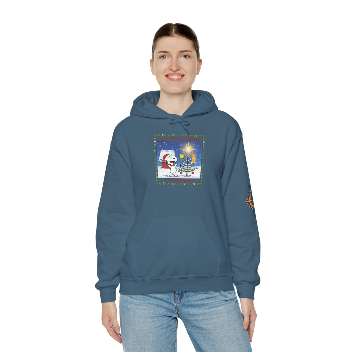 🎄 Faithful Christmas Friends – Christian Holiday Hoodie | Festive Tree & Cartoon Duo | Heartwarming Christmas Tee by Uplifted Gear Printify