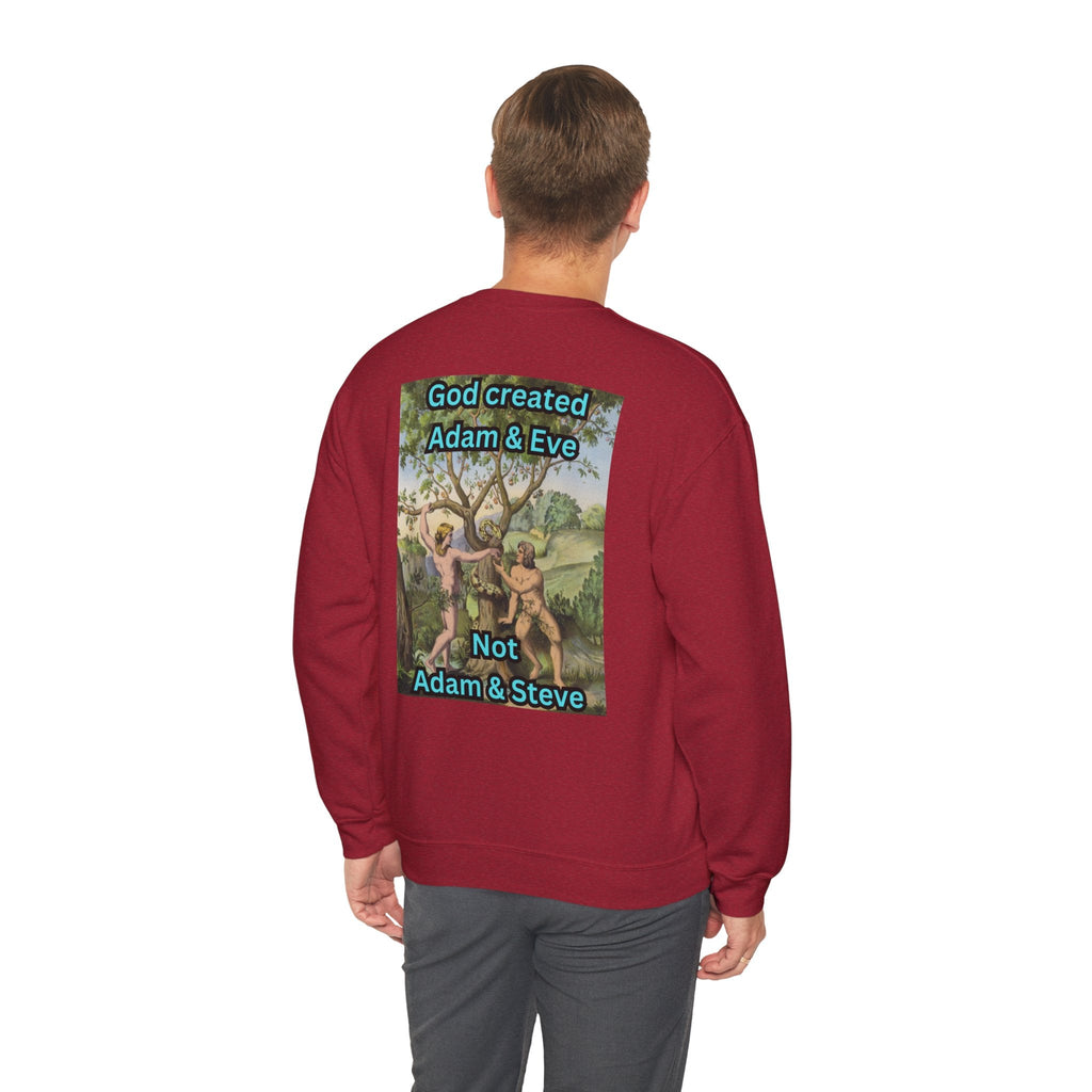 God Created Adam and Eve Sweatshirt – Biblical Truth Christian Sweatshirt for Unshakable Faith Printify