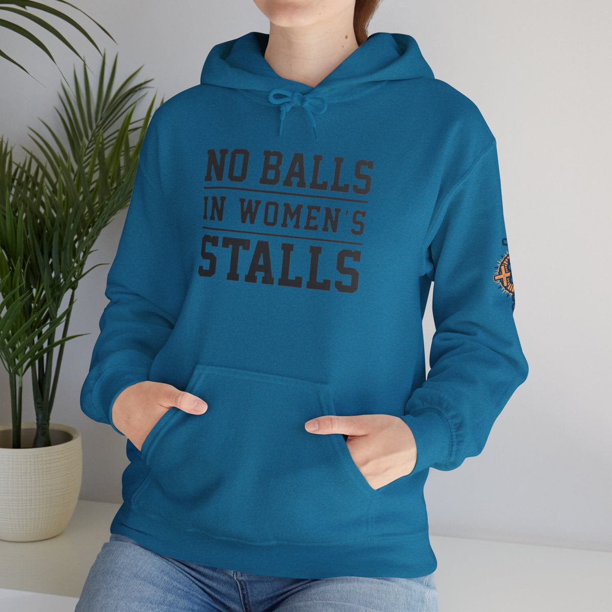 "No Balls in Women's Stalls" Statement Hoodie — Protest Sweatshirt Printify