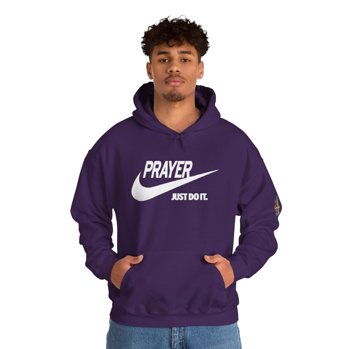 Prayer Just Do It Hoodie - Funny Christian Nike Parody Hoodie - Faith Gear Printify