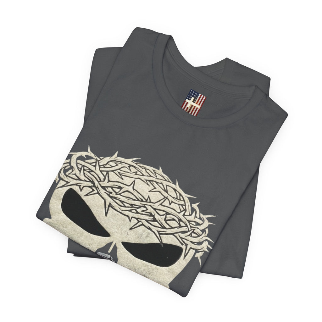 Christian Skull T-shirt - Crown of Thorns & Nails - Warrior Faith T-shirt Printify