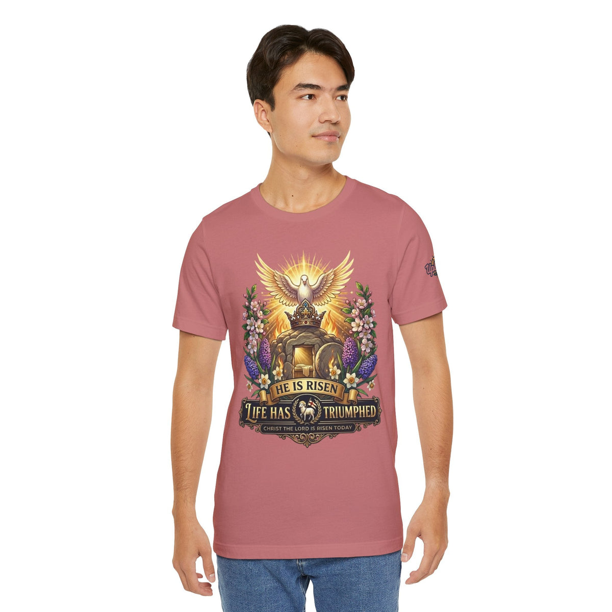 He Is Risen "Life Has Triumphed" T-Shirt — Easter Resurrection Christian Tee Printify