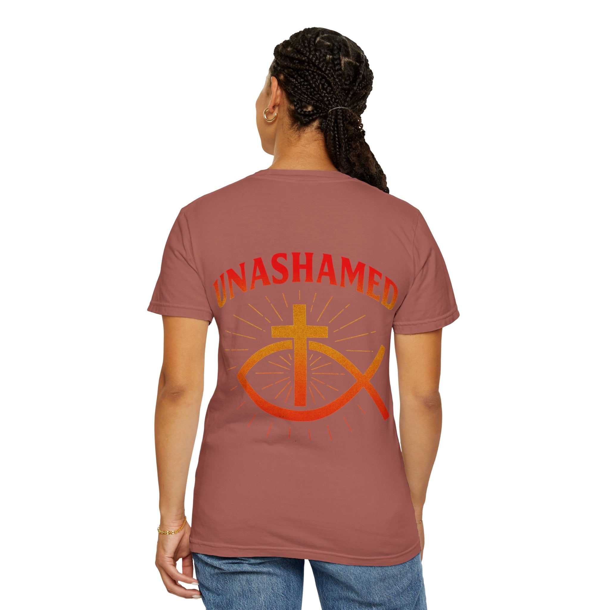 Unashamed T-shirt – Ichthys Jesus Fish & Cross Christian Sweatshirt for Romans 1:16 Bold Faith Printify