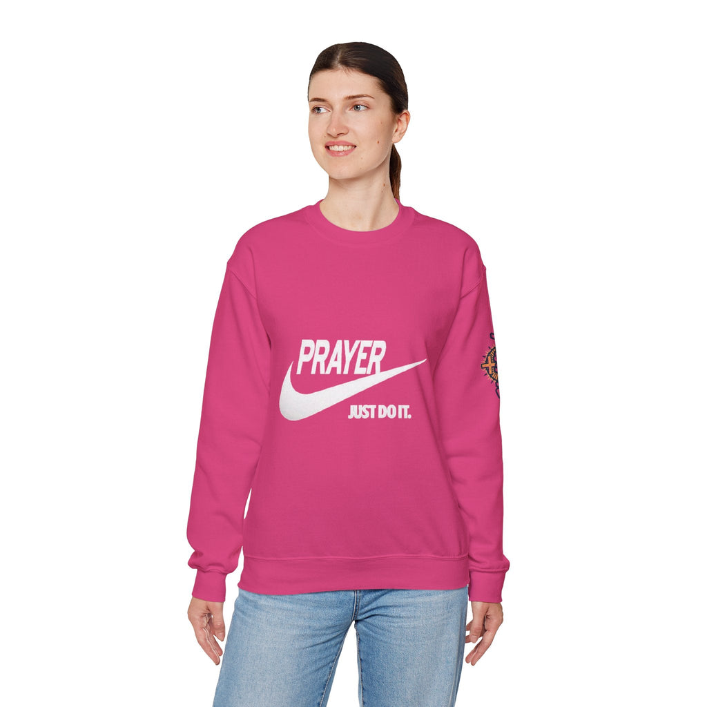Prayer Just Do It Sweatshirt - Funny Christian Nike Parody Sweatshirt - Faith Gear Printify