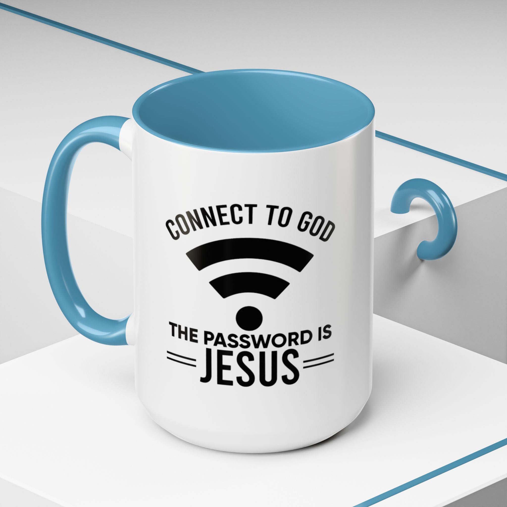 Connect to God Coffee Mug — "WIFI Password is Jesus" Funny Christian Faith Mug Printify