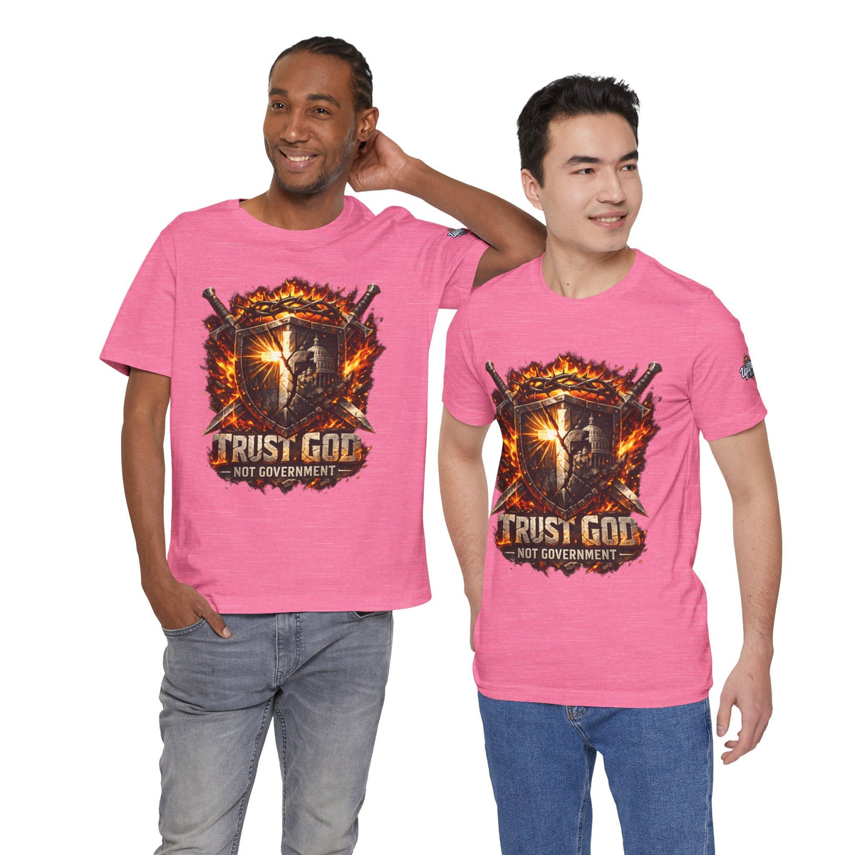 Trust God Not Government Shield Tee — Patriotic Christian Faith T-Shirt Printify