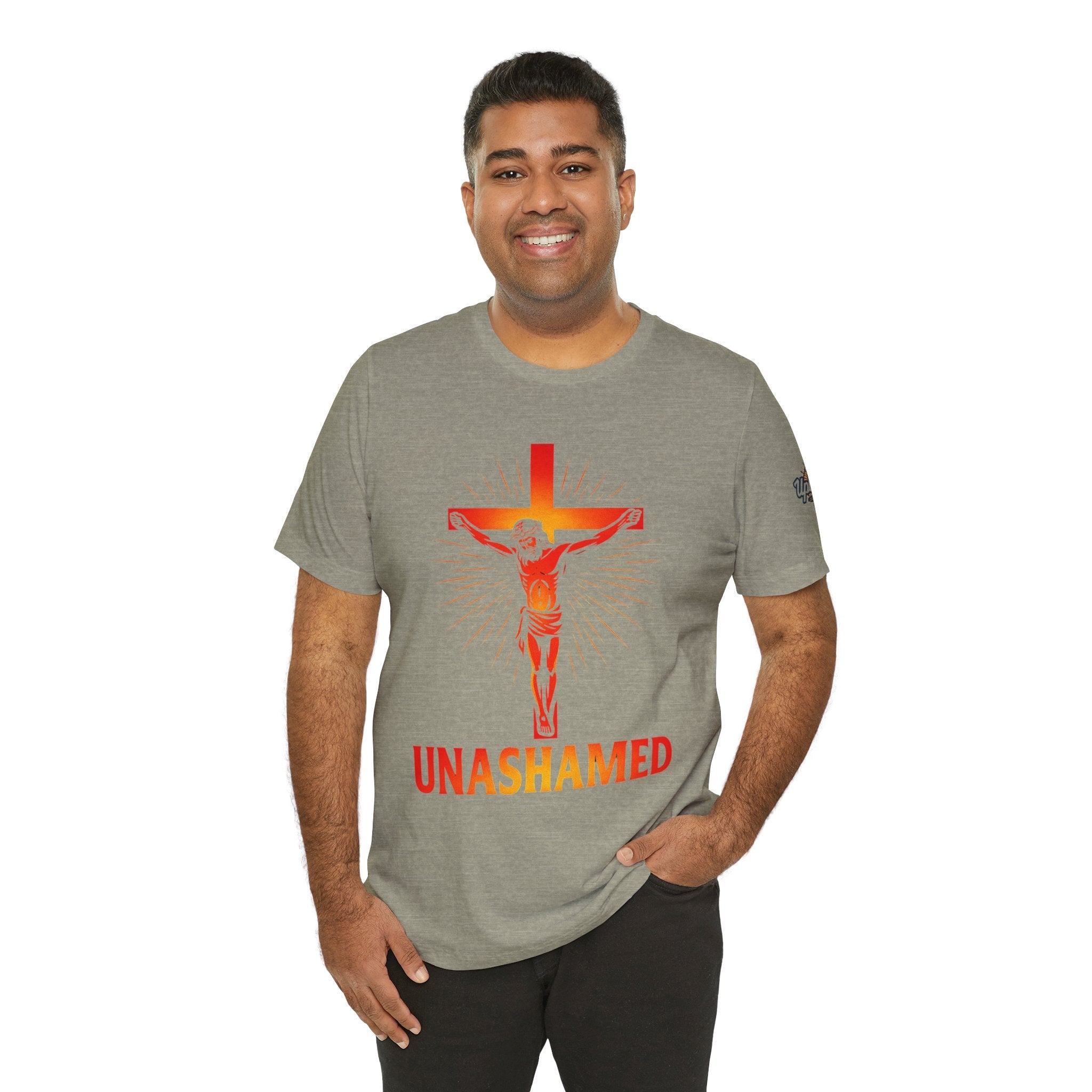 Unashamed T-shirt – Romans 1:16 Crucifixion Christian t-shirt for Bold Unwavering Faith Printify