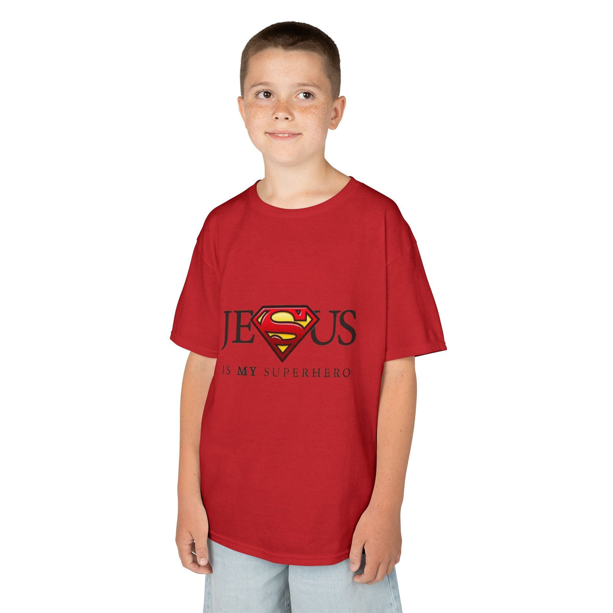 Jesus Is My Superhero T-Shirt — Faith-Based Superman-Inspired Tee Printify