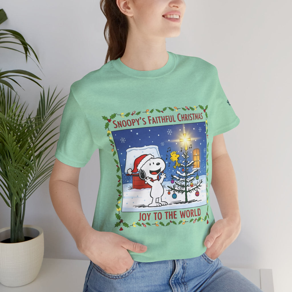 🎄 Faithful Christmas Friends – Christian Holiday T-Shirt | Festive Tree & Cartoon Duo | Heartwarming Christmas Tee by Uplifted Gear Printify
