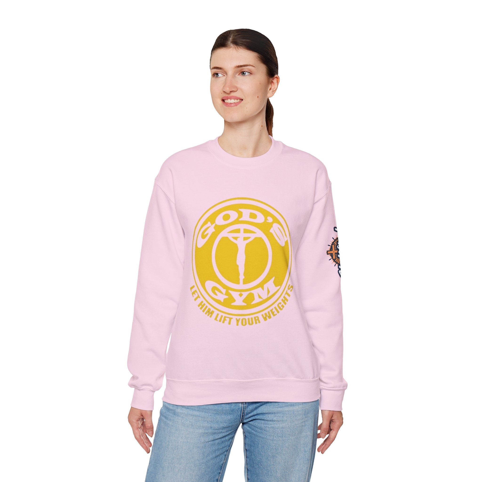God's Gym Sweatshirt — "Let Him Lift Your Weights" Christian Fitness Sweatshirt Printify
