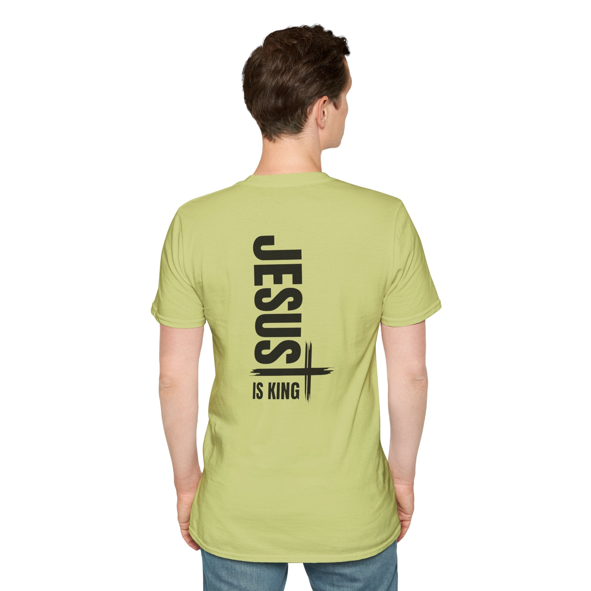 Jesus Is King T-shirt | Modern Typographic Cross Christian T-shirt Printify