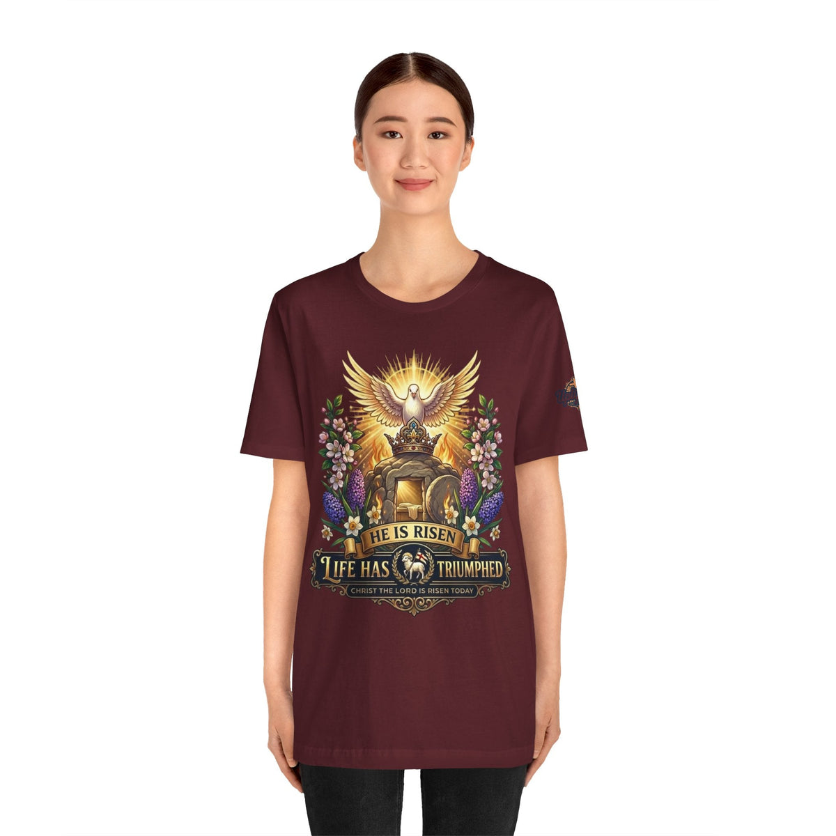 He Is Risen "Life Has Triumphed" T-Shirt — Easter Resurrection Christian Tee Printify