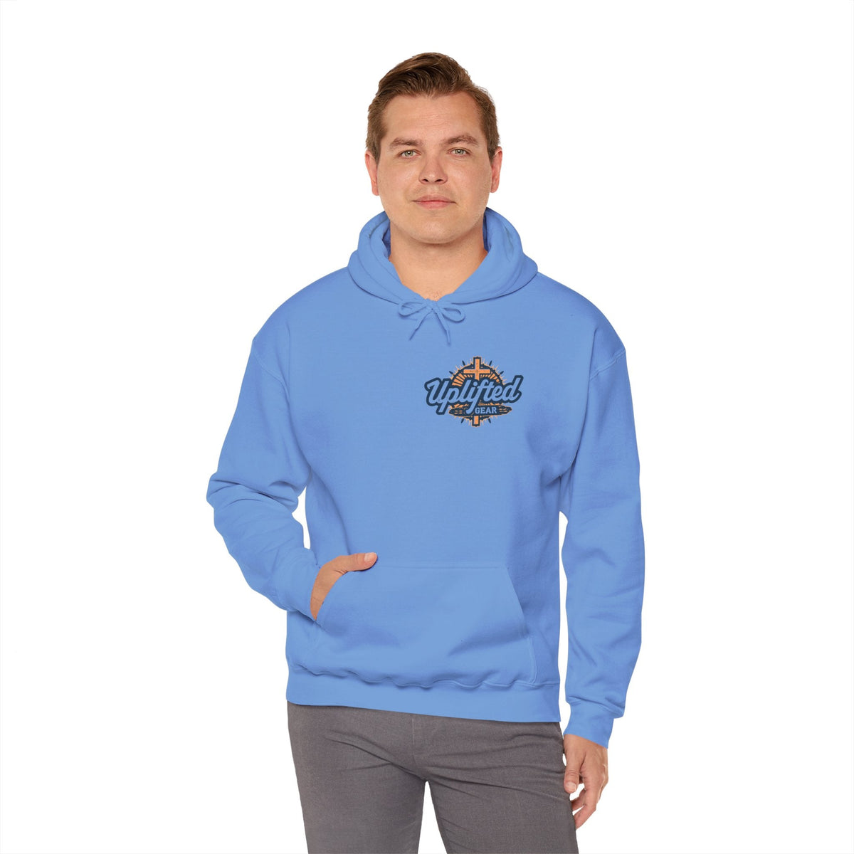 🔥 I’m With Him → Christian Hoodie | Arrow Pointing to Jesus | Minimalist Faith Tee | Subtle Cross Design | Bible-Inspired Apparel by Uplifted Gear Printify