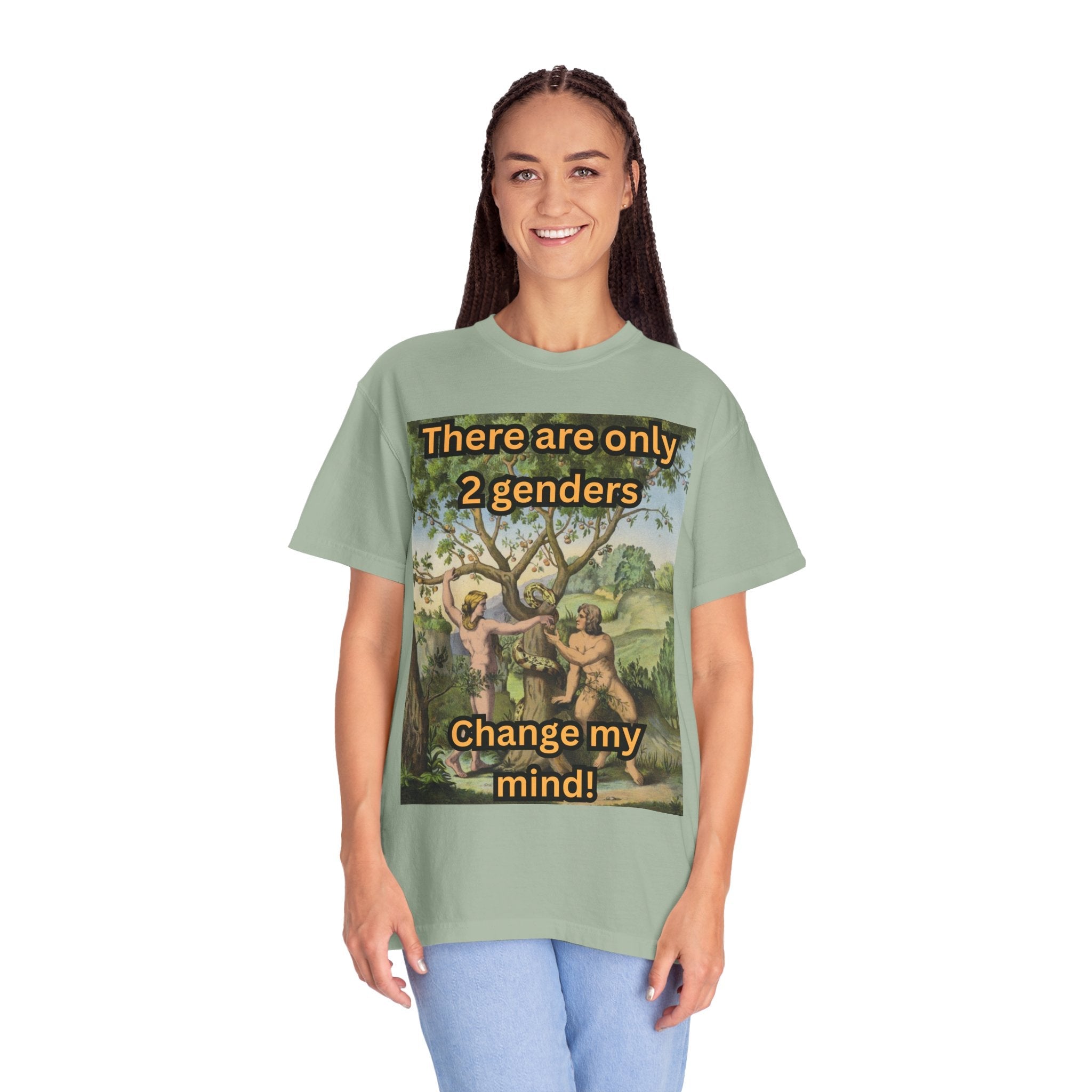 There Are Only 2 Genders T-Shirt – Adam & Eve Cross Christian Tee for Bold Faith Printify