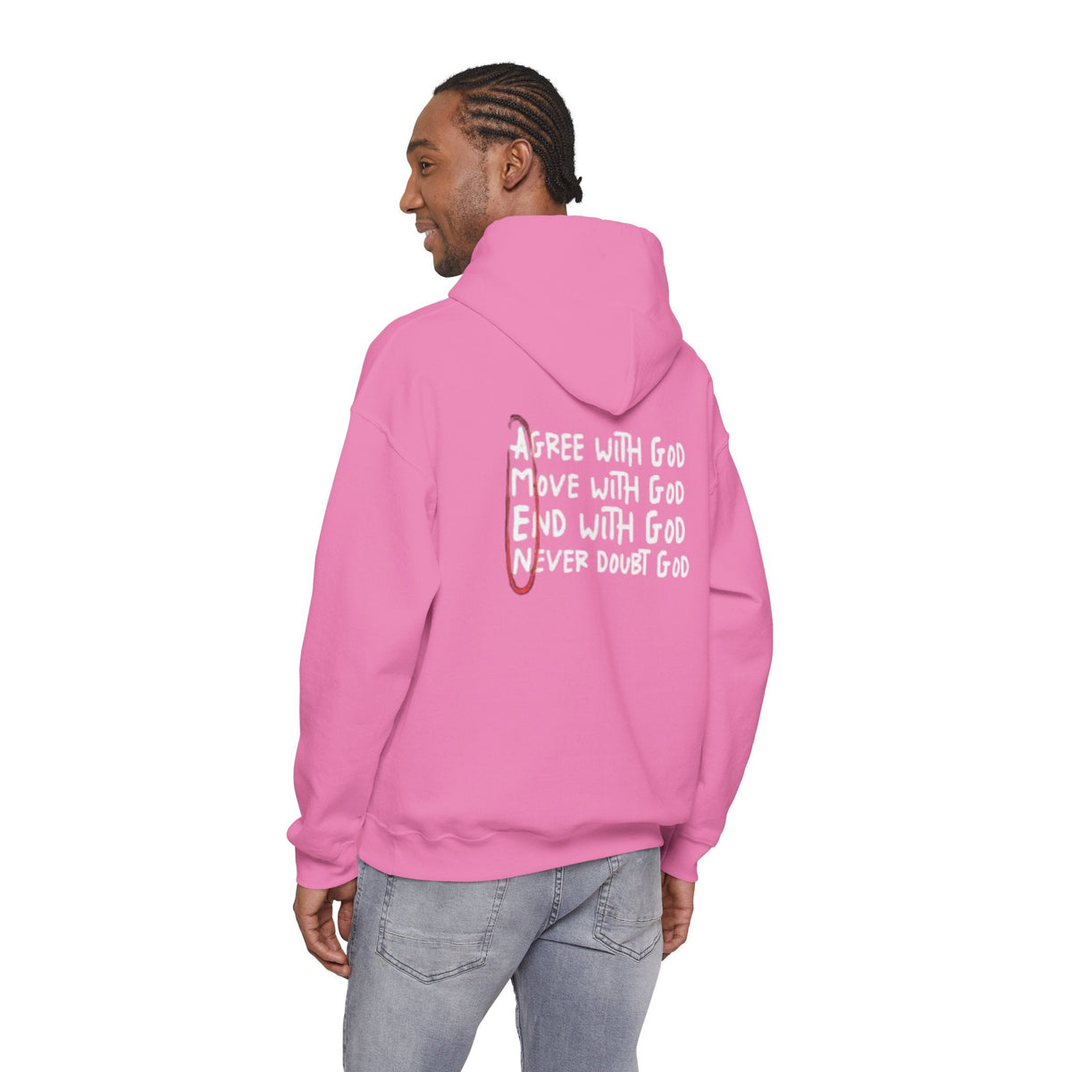AMEN Acronym Hoodie – Agree with God Move with God End with God Never Doubt God Christian Sweatshirt for Unwavering Faith Printify