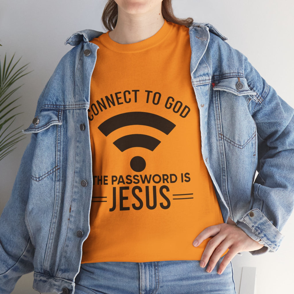 Connect to God T-shirt - WIFI Password is Jesus - Funny Christian Faith T-shirt Printify