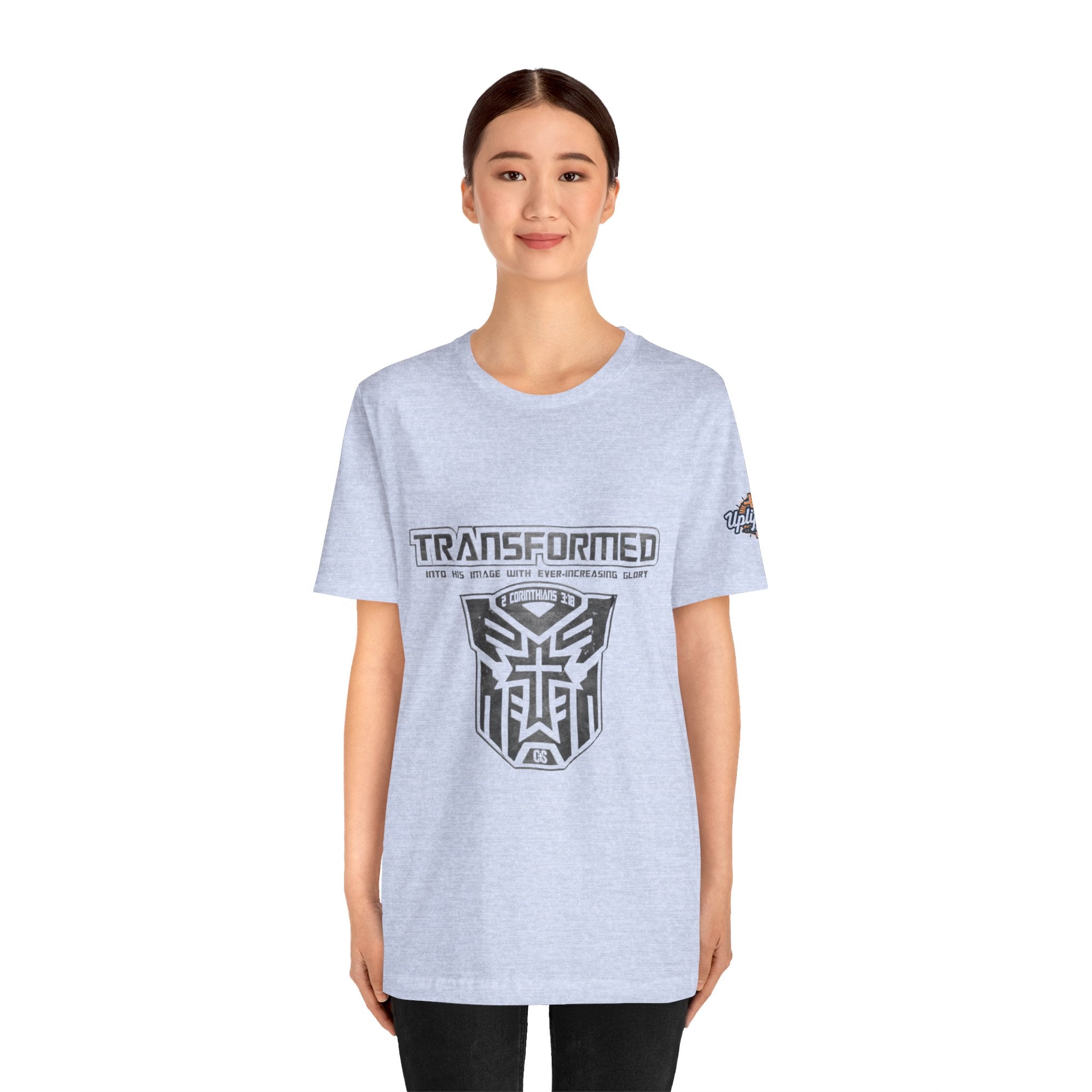 Transformer Logo Christian T-shirt | 2 Corinthians 3:18 Bible Verse T-shirt Printify