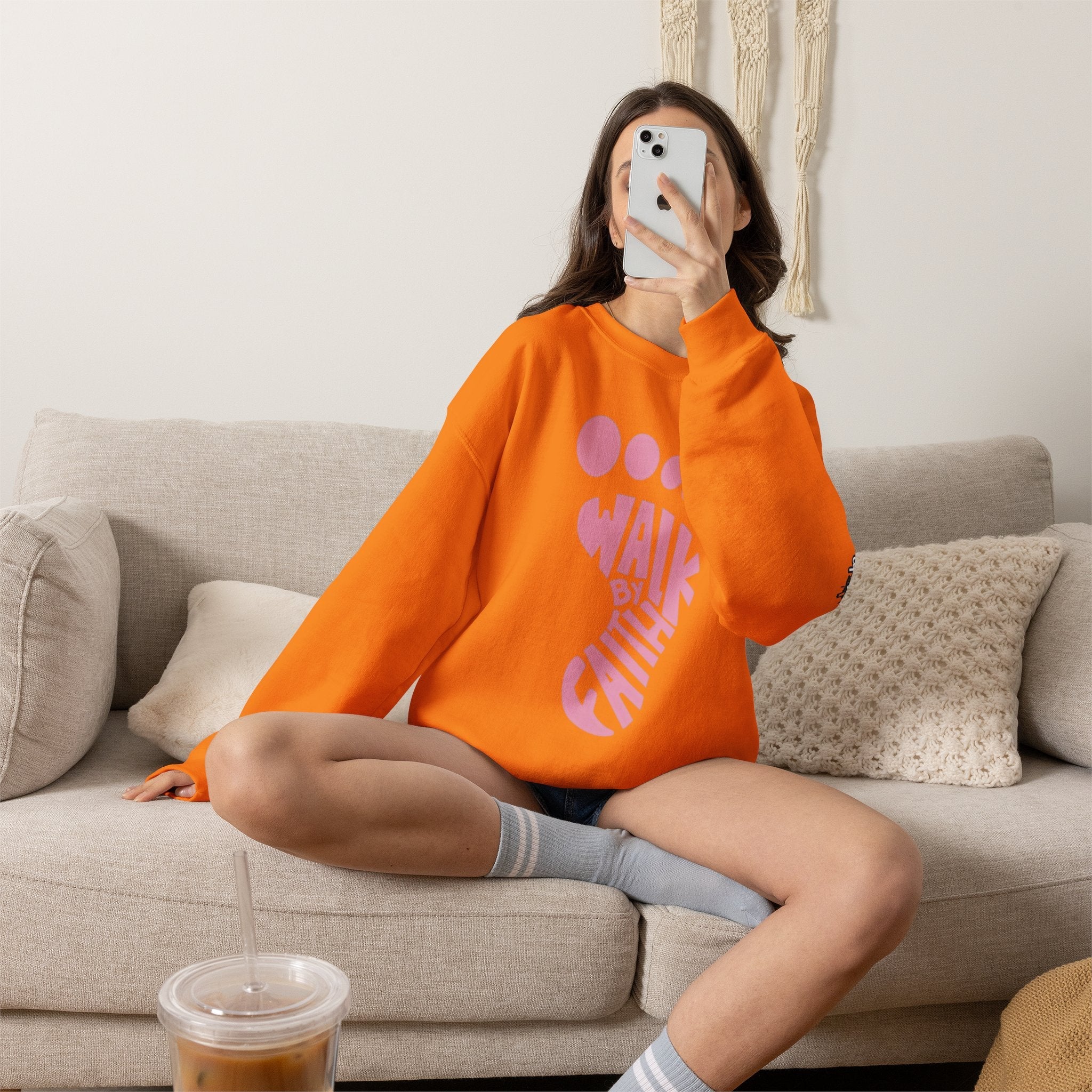Walk By Faith Footprint Sweatshirt Printify