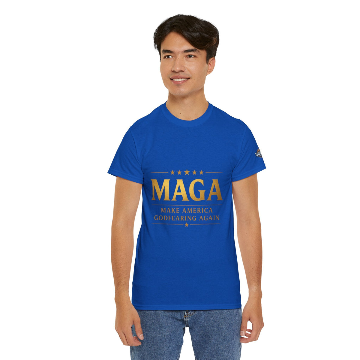 MAGA Gold Letter T-Shirt — "Make America Great Again" Printify