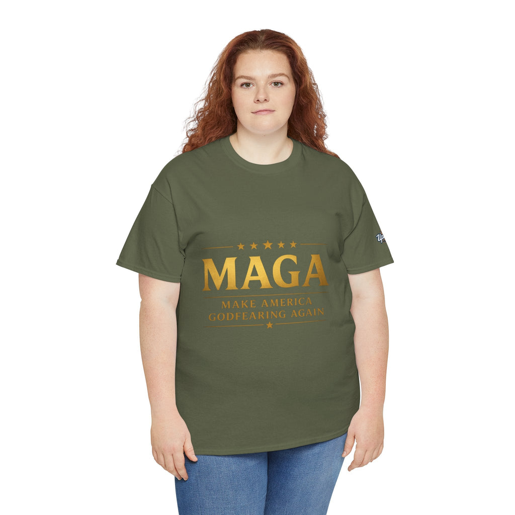 MAGA Gold Letter T-Shirt — "Make America Great Again" Printify