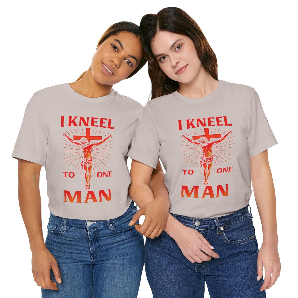 I Kneel to One Man T-shirt – Crucifixion Christian T-shirt for Unashamed Devotion & Bold Faith Printify