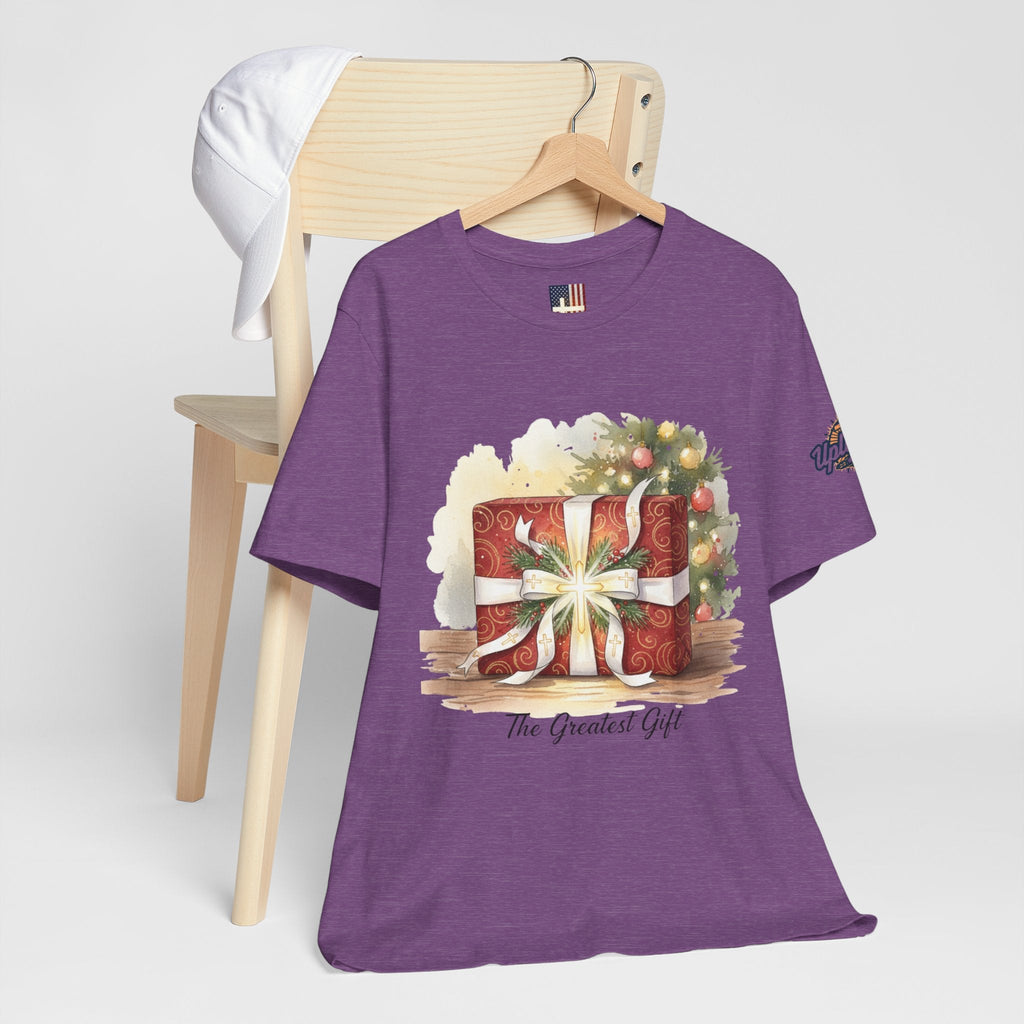 The Greatest Gift T-shirt – Cross Bow Present Christian T-shirt for Christmas Salvation & Eternal Faith Printify