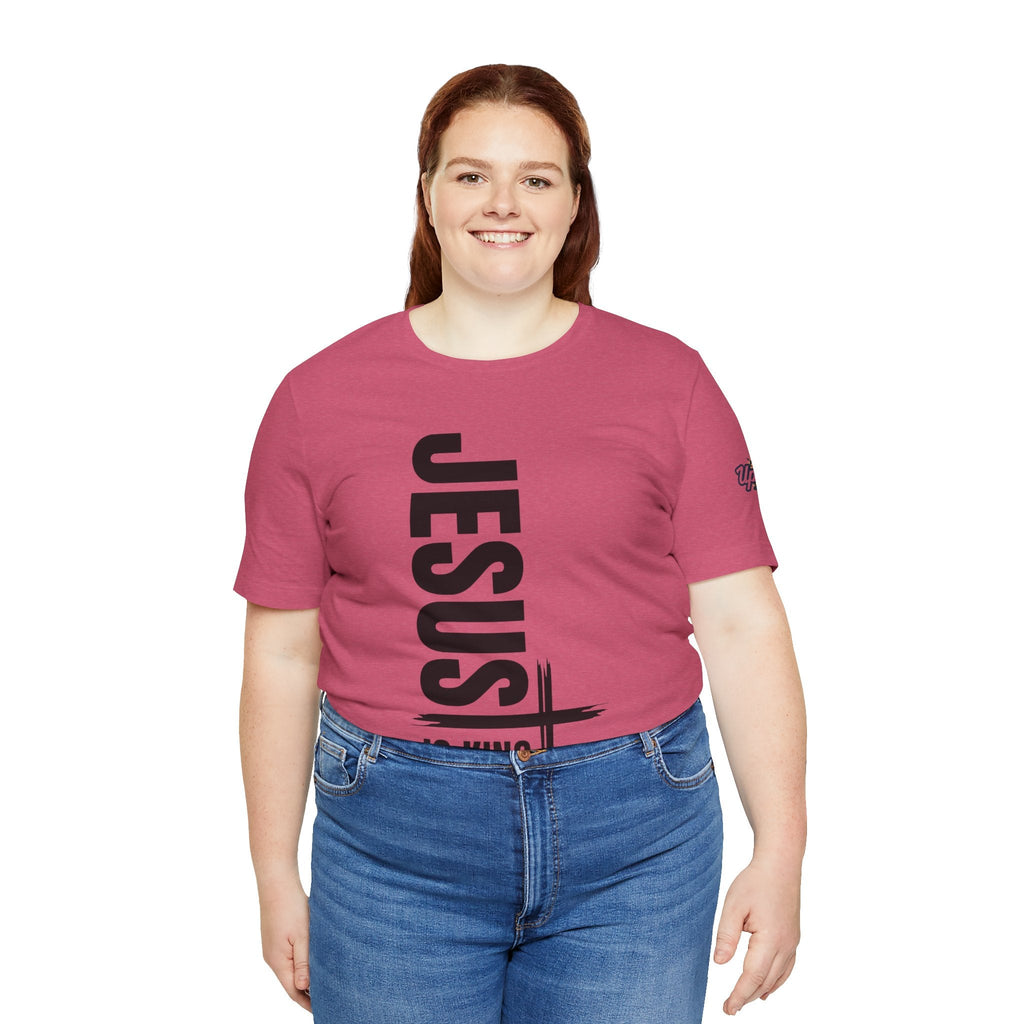 Jesus Is King T-shirt | Modern Typographic Cross Christian T-shirt Printify