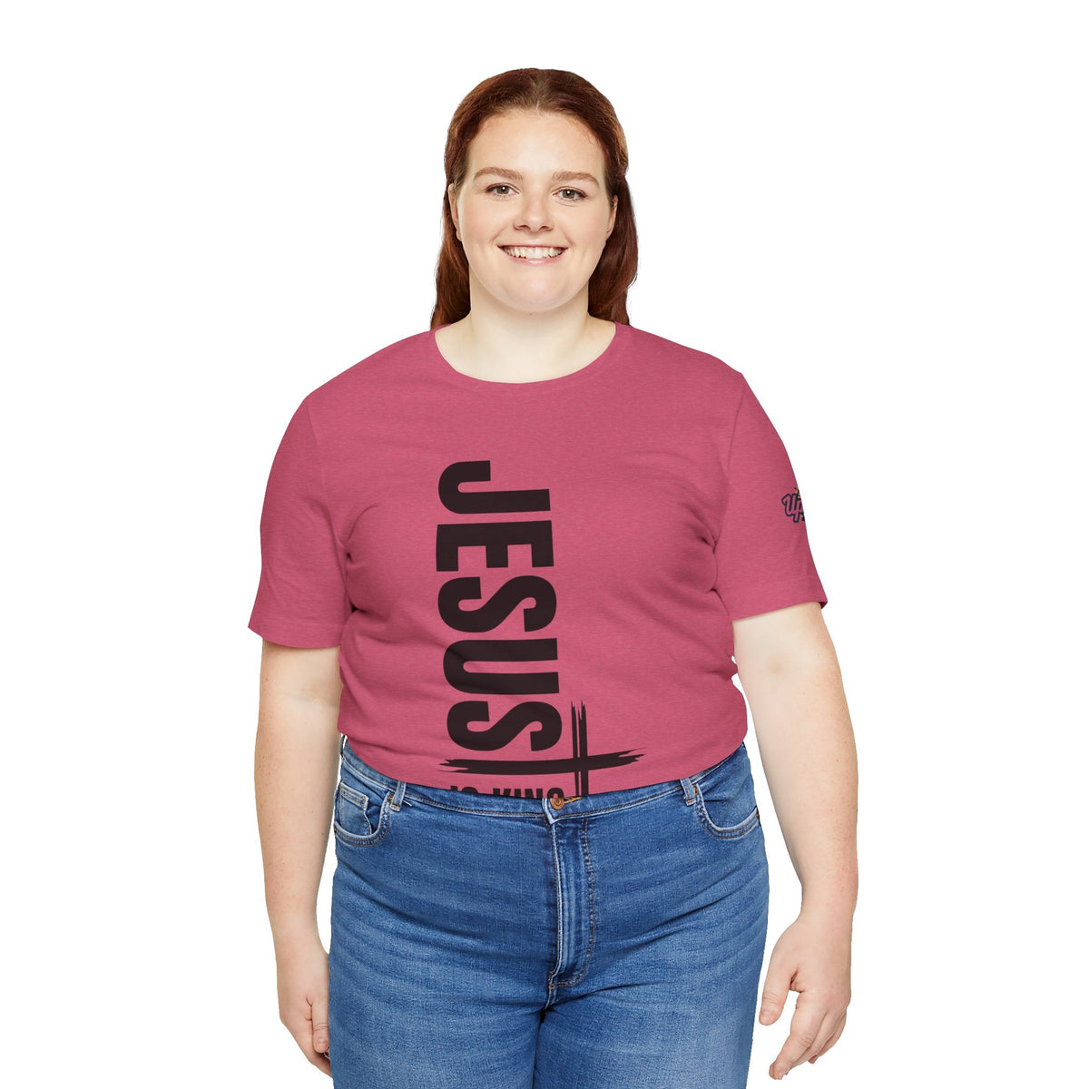 Jesus Is King T-shirt | Modern Typographic Cross Christian T-shirt Printify
