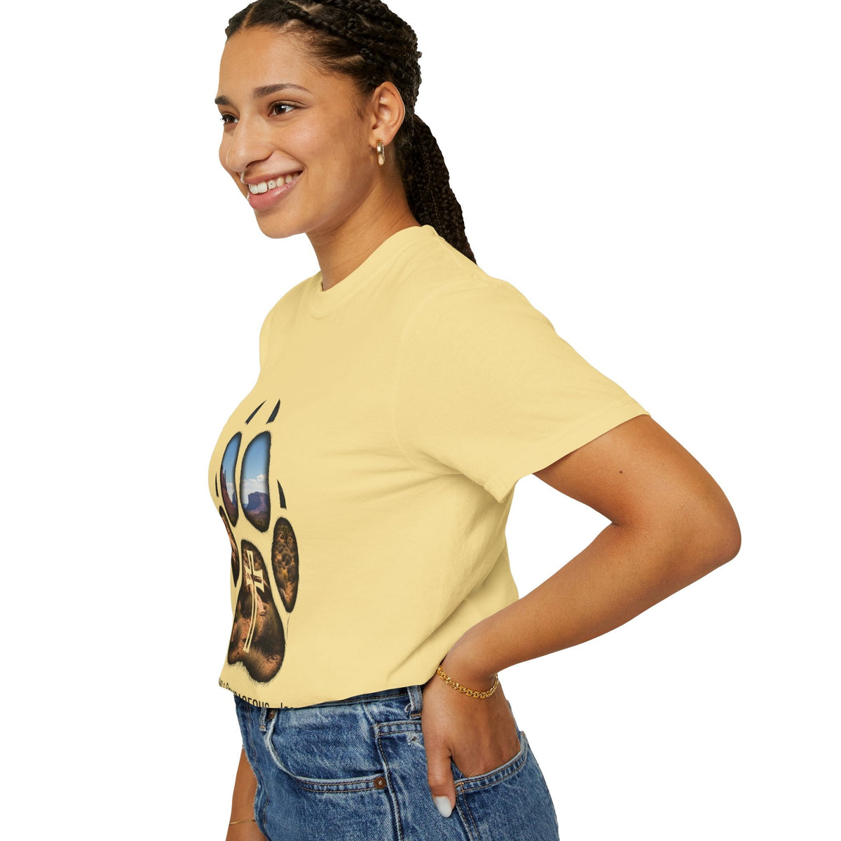 Strong and Courageous T-Shirt – Canine Pawprint Desert Joshua 1:9 Christian Tee Printify