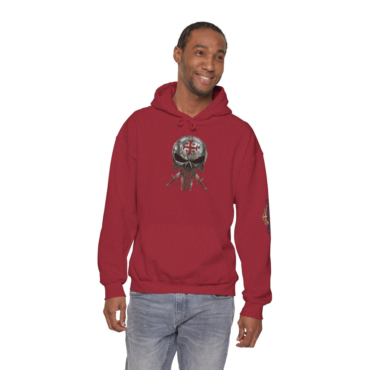 Crusader Knight Christian Skull Hoodie - Warrior Armor of God Hoodie Printify