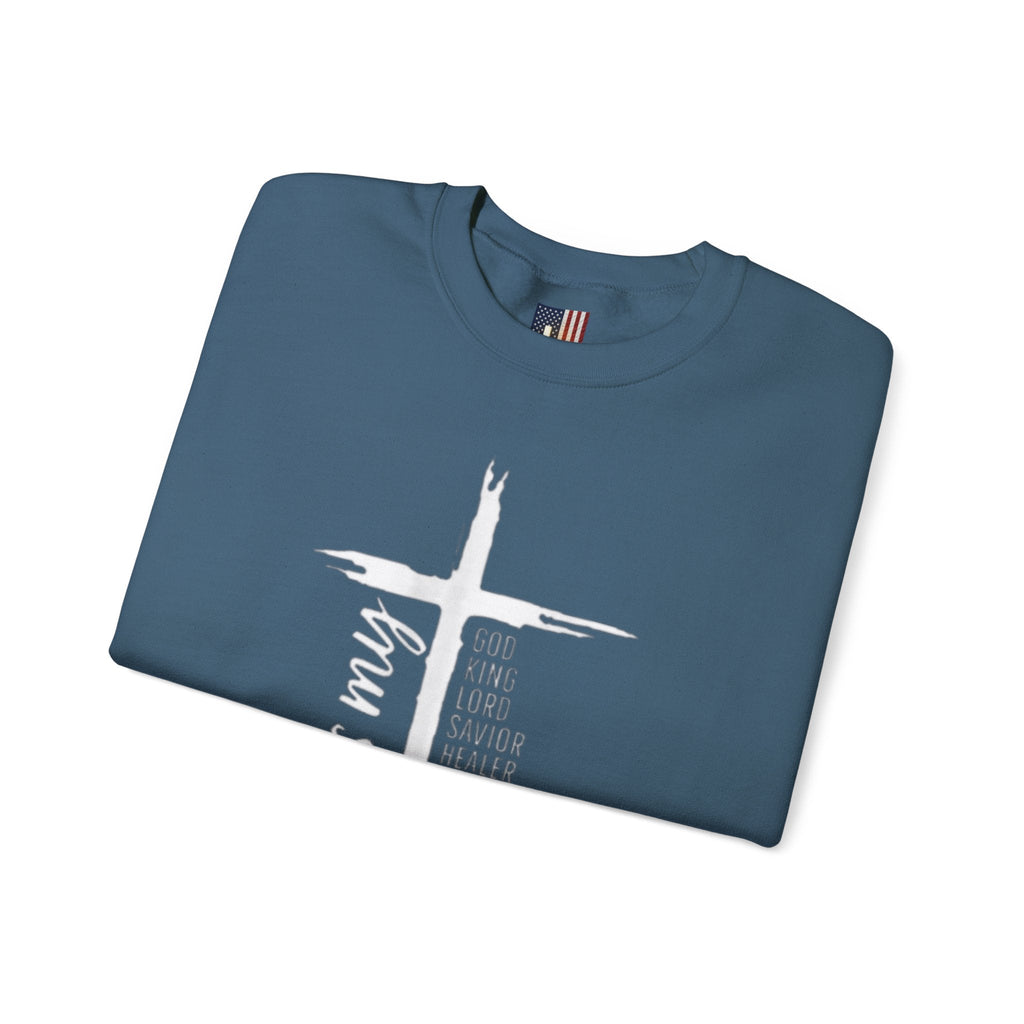 Jesus Is My Everything Sweatshirt – Cross List God King Lord Savior Christian Sweatshirt for Total Surrender Faith Printify