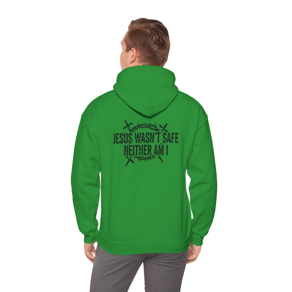⚡ Jesus Wasn’t Safe – Neither Am I | Bold Christian Hoodie | Storm-Walking Faith Tee | Minimalist Black & White Design | Uplifted Gear Printify