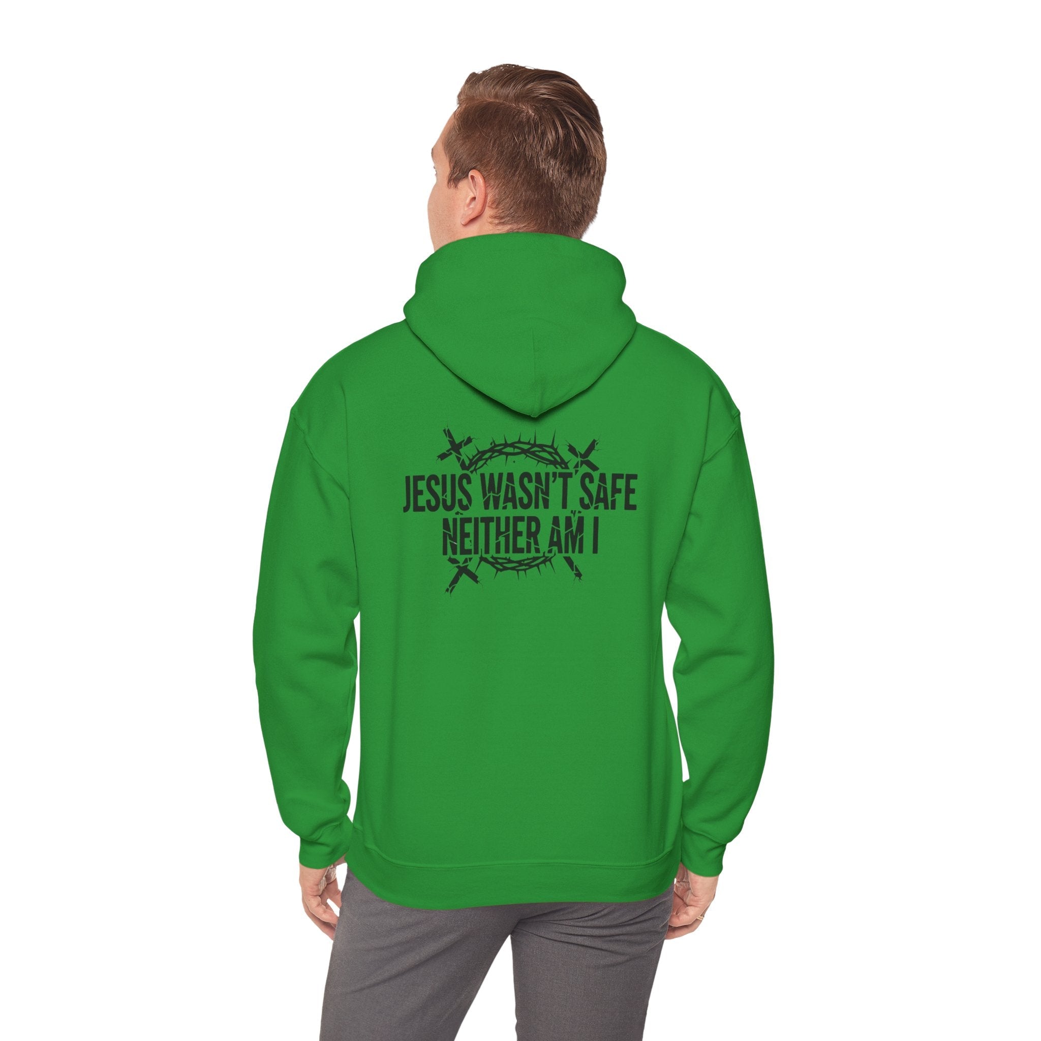 ⚡ Jesus Wasn’t Safe – Neither Am I | Bold Christian Hoodie | Storm-Walking Faith Tee | Minimalist Black & White Design | Uplifted Gear Printify