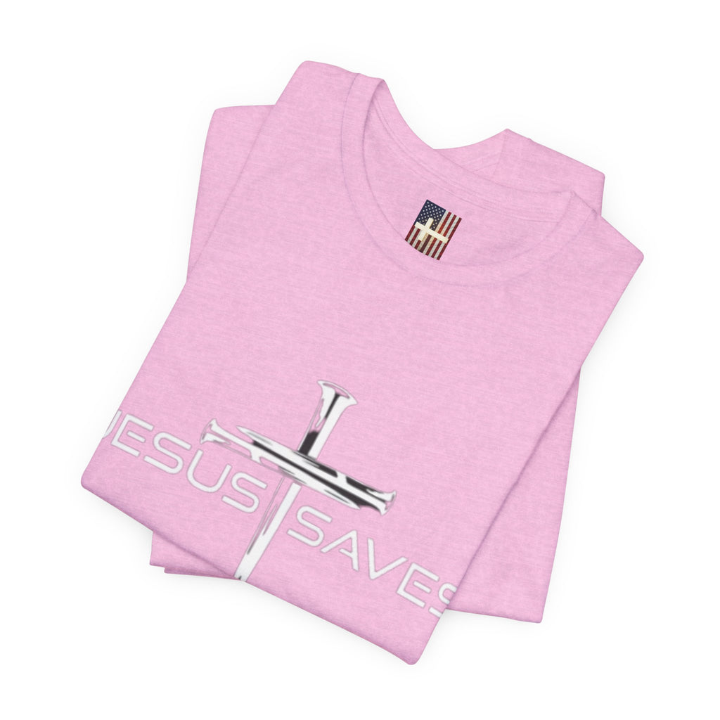 Copy of Jesus Saves T-shirt – 3 Nails Crucifix Cross Christian T-shirt for Redemption Faith & Bold Salvation
