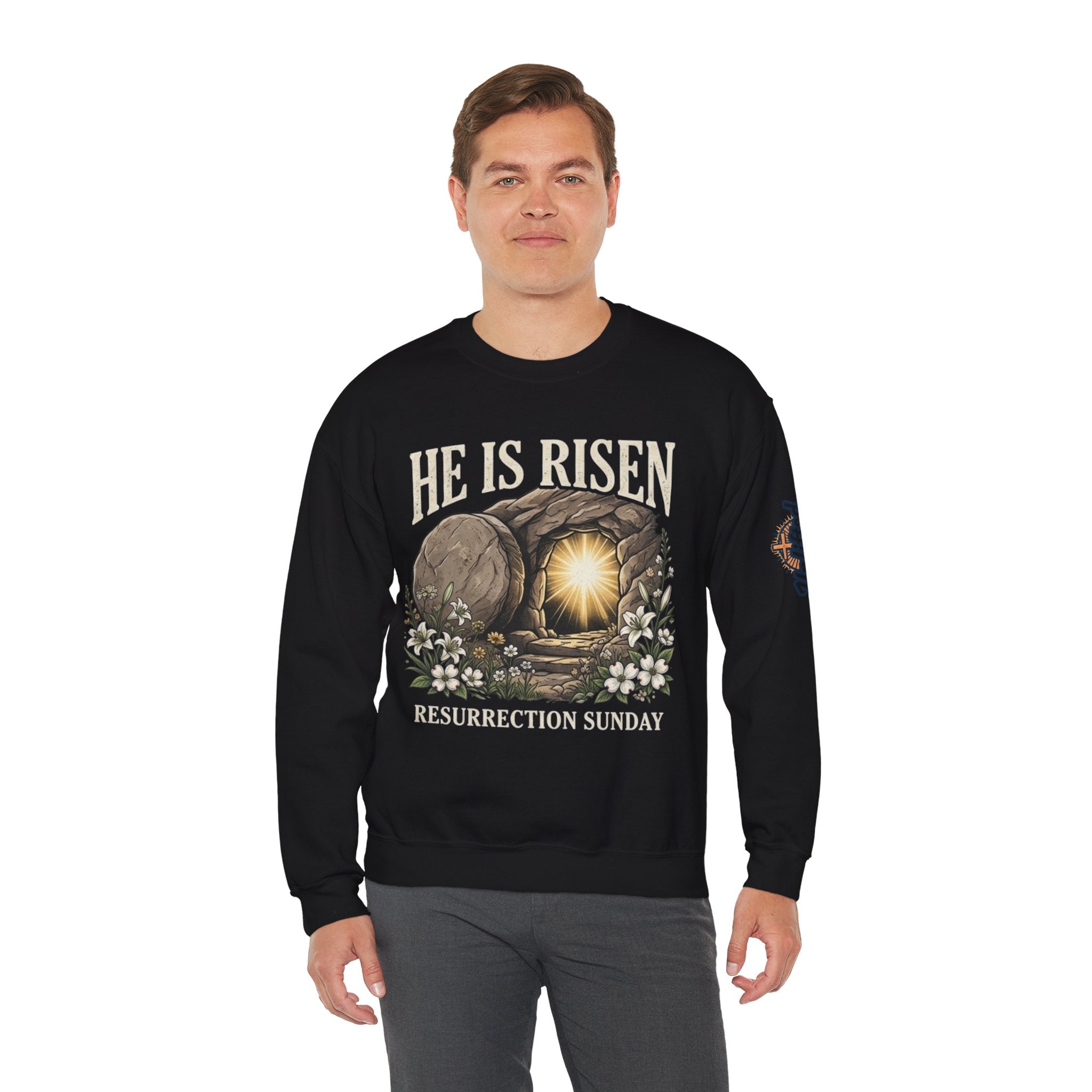 He Is Risen Sweatshirt — Jesus Christ Resurrection Easter Sweatshirt Printify